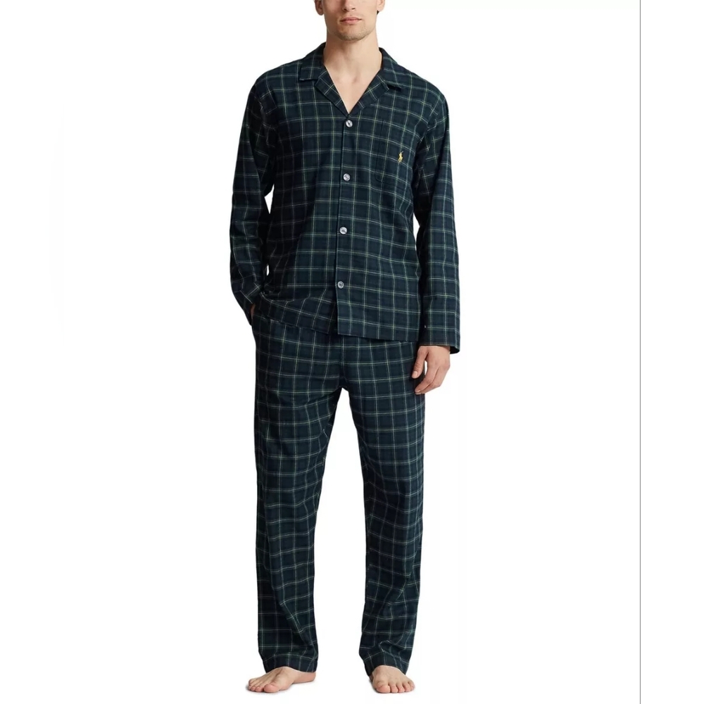Polo Ralph Lauren Plaid Flannel Pajamas Set S Green